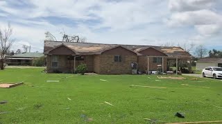 Homes with significant damage on Highway 56, between Houma and Chavin