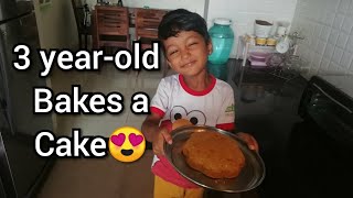 3 year old kid bakes vanilla sponge cake😍