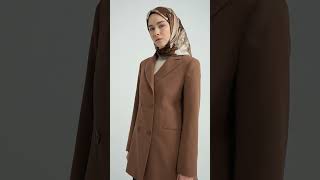 Tuğba || Fall Winter 2024/25  || Kruvaze Basic Ceket - Fındık