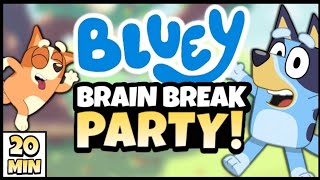 Bluey Brain Break Party | Freeze Dance & Chase | Just Dance | Danny Go Noodle | Bluey Brain Breaks