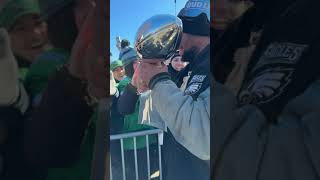 Saquon Barkley took the trophy for a walk during the Eagles World Champions parade #shorts