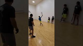 Junior Racquetball Toss Ball off Back Wall Turn and Shuffle Backhand