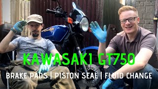 Kawasaki GT750 - Brake Pads | Piston Seal | Fluid Change