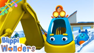 Nonstop Snowy Excavator Song 15 Min Loop | BLIPPI | Educational Songs For Kids