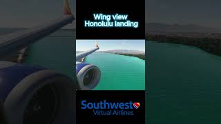 Wing view of Honolulu landing #msfs2020 #iflymax8 #boeing #shorts