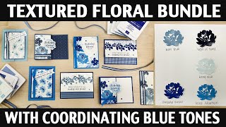 Stamping Jill - Textured Floral Bundle With Coordinating Blue Tones