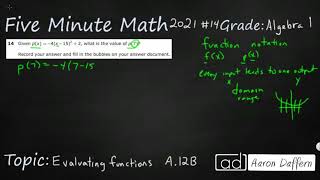 Algebra 1 STAAR Practice Evaluating Functions (A.12B - #5)