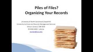 Organizing Your Records Module - UNC Chapel Hill