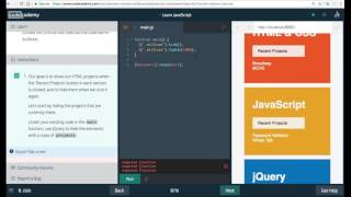 Learn Javascript, click, Javascript and the DOM, Codecademy