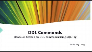 Oracle - SQL- DDL COMMANDS