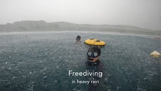 Free diving in heavy rain