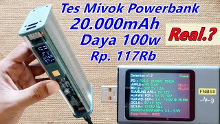 Test Powerbank Mivok SKCBO 20000mAh Lithium-ion 21700 VOOC PD QC AFC Super Fast Charging 100w Real?