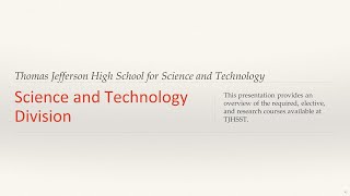 Course Overview - TJHSST SciTech Division