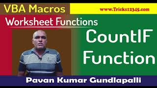 CountIF Worksheet Function Using VBA Macros In Excel || Worksheet Functions In VBa Macros||Excel VBA