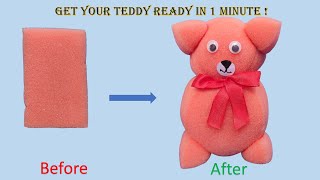 How to  make Sponge Teddy Bear   | Karadi Pomai | Simple teddy | DIY teddy | esay craft for kids