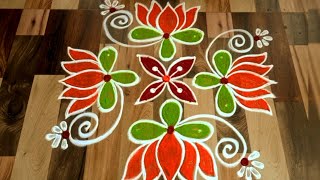 creative and easy 5 dots rangoli🌺sravanmaadam rangoli#kolam