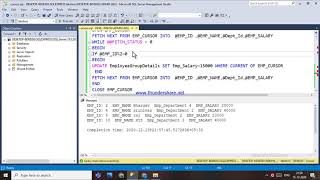 86.STATIC CURSOR IN CURSORS IN SQL