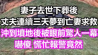 妻子去世下葬後，丈夫連續三天夢到亡妻求救，沖到墳地後被眼前驚人一幕嚇傻，慌忙報警竟然...#淺談人生#民間故事#孝顺#儿女#讀書#養生#深夜淺讀#情感故事#房产#晚年哲理#中老年心語#養老#真實故事