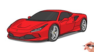 How to draw a FERRARI F8 TRIBUTO / drawing ferrari f8 2020 sports car