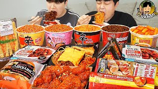 ASMR MUKBANG convenience store store, FIRE Noodle, HOT DOG, GIMBAP, Tteokbokki EATING SOUND !