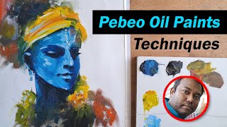 Pebeo Studio Oil Paints on canvas for beginner II Iskon Krishna Oil painting techniques