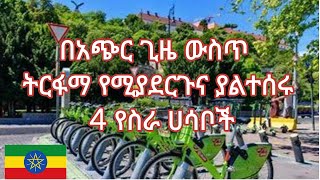 እስከ ዛሬ ማንም ያልሰራው እና ወደ ኢትዮጵያ ለመመለሰ ላሰባችሁ ምን ልስራ ላላችሁ|በጣም አዋች 4 የስራ ሀሳቦች| 4 best business ideas in Et