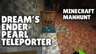 Dream Uses an Ender Pearl Stasis Chamber / Teleporter to Trick Hunters - Minecraft Manhunt