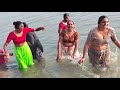 aunty bath in river