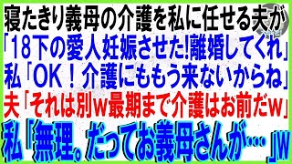 【スカッとする話】寝たきり義母の介護を私に任せる夫「18下の愛人を妊娠させた!離婚しろ」私「ＯＫ！介護にもう来ないからね」夫「それは別ｗ最期まで介護はお前」私「無理。だってお義母さんが…」w【修