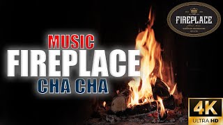 Cha Cha Music Fireplace | Burning \u0026 crackling fire sounds | Premium | Ultra HD 4K.