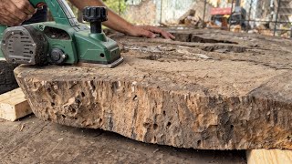 Unconventional Creations: Revamping Decayed Wood into a Beautiful Dining Table