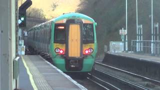 Southern Electrostars 377-152 and 377-161 passing Preston Park 18th February 2016