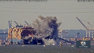 Controlled demolition of collapsed Baltimore bridge