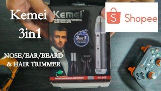 KEMEI 3 IN 1 HAIR TRIMMER UNBOXING AND REVIEW