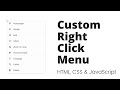 Create Custom Context Menu  / Right Click Menu using HTML, CSS & JavaScript