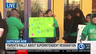 Crowd of parents rally outside Hartford Board of Education meeting