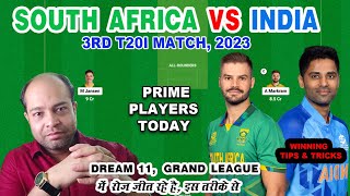 IND vs SA Dream11, SA vs IND Dream11 Prediction, South Africa vs India 3rd T20 Dream11 Team Today