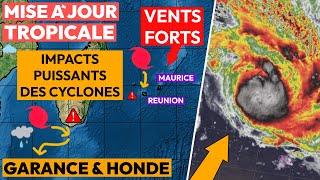 Deux impacts de cyclones puissants, près de l'île Maurice, à la Réunion et à Madagascar...