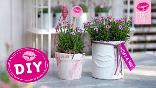 DIY ideas for your friends | Upcycled pot with lips design | Ombré plaster pot | Creative ideas