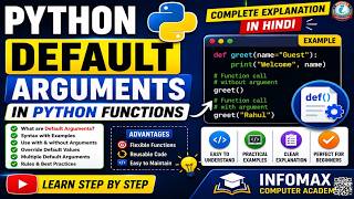 Default Arguments in Python Functions | Default Parameter Tutorial in Python Hindi