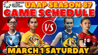 UAAP GAME SCHEDULE | SEASON 87 VOLLEYBALL | MARCH 1, 2025 SATURDAY