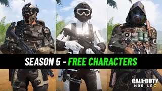 Season 5 All Free Characters CODM - Daily Login, Events & Stores COD Mobile S5