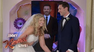 Jimmy Kimmel & Celine Dion Surprise Couple Getting Married in Las Vegas