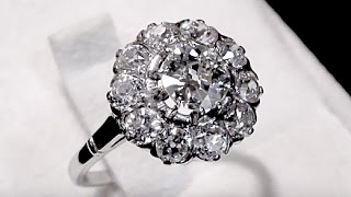 2.46 ct Diamond and Platinum Cluster Ring - Antique French Circa 1920