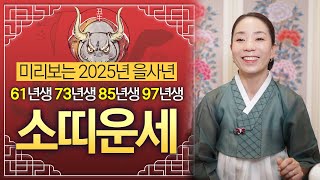 🌟미리보는 2025년 소띠 대박운세🌟 금전운,재물운,귀인운이 한번에 들어와 대박터지는 61년생,73년생,85년생,97년생 소띠분들 필수시청!!