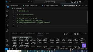 (SY) pop() set method in python