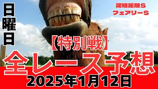 【特別戦全レース予想◎6選】 2025年1月12日日曜日 #フェアリーＳ 淀短距離Ｓは◎ドロップオブライトで、2025年1月12日の中山のメインレースの第41回フェアリーＳは◎エリカエクスプレス