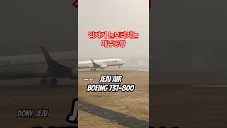 눈보라치는 제주 안전하게 착륙하는  제주에어 Boeing 737 구도장