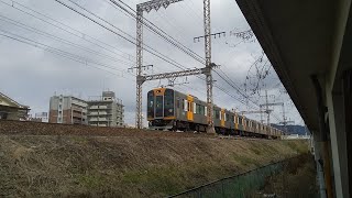 阪神1000系 1205F ホーム検知器取り付け試運転 大和西大寺ー新大宮間 2 近鉄22600系+22000系ﾌﾞﾂ4特急とすれ違い