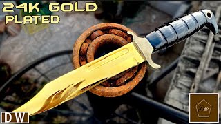 Forging a RUSTED BEARING into a 24K GOLD Combat KNIFE